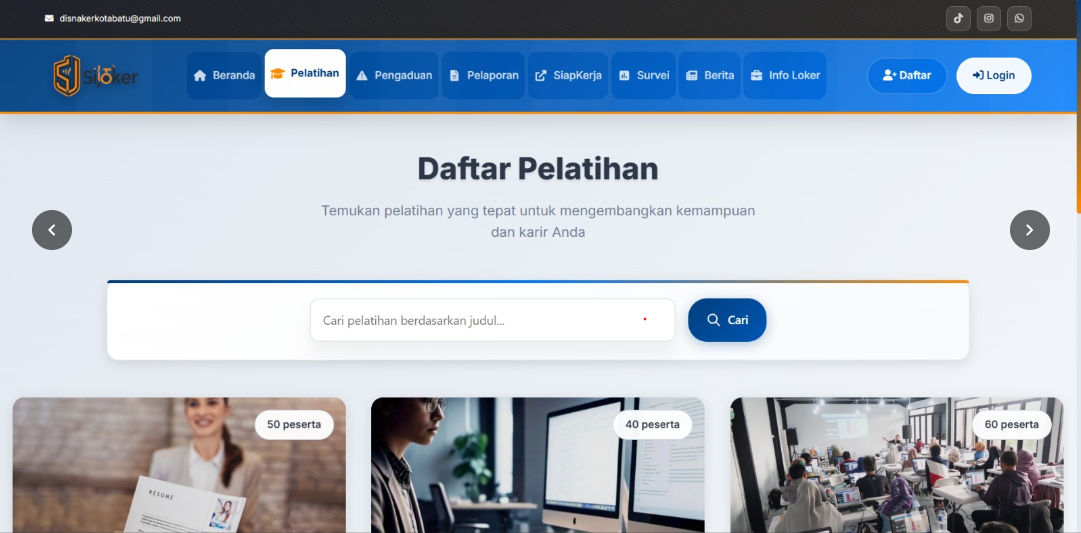 Screenshot project Sijoker Disnaker Kota Batu